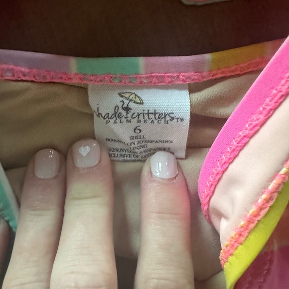 COPY - Swimsuit Shade critters girls size 6 stripes colors summer pink swimsuit - Picture 2 of 5